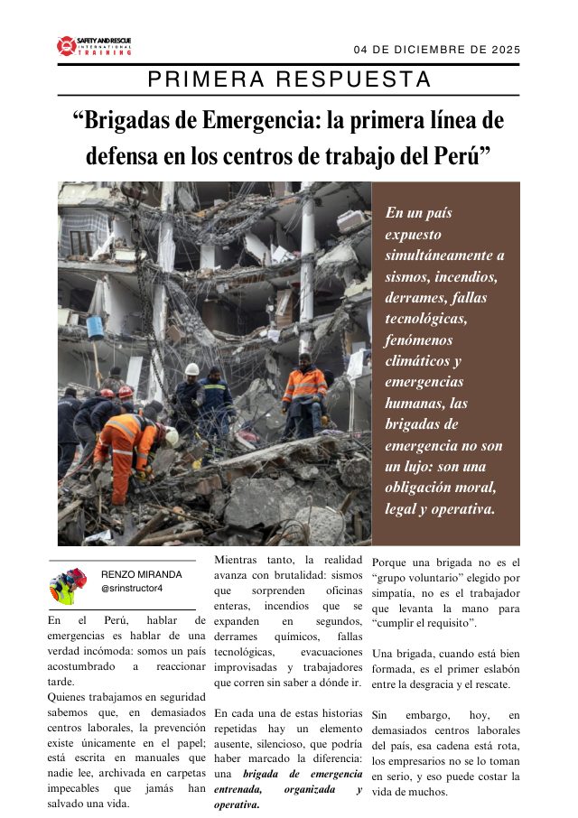 Portada del artículo: Brigadas de emergencia: la primera línea de defensa en el Perú